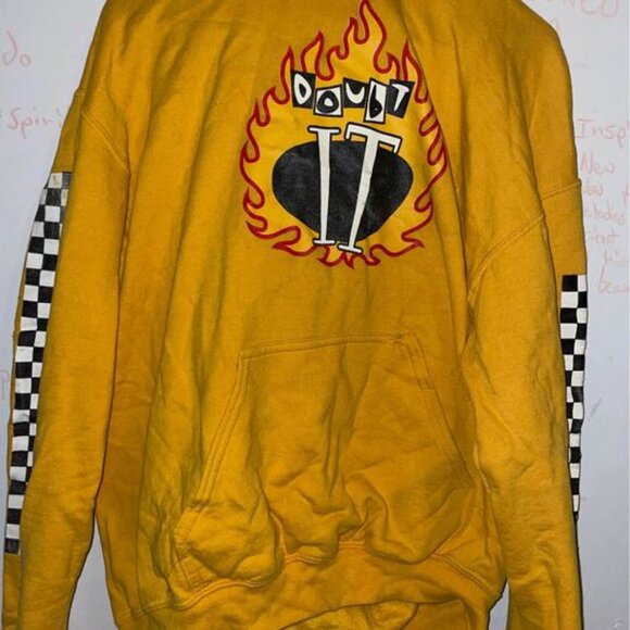 Vintage Super Duper Kyle "Doubt It" Merch Hoodie - Yellow with Red Flames! - Picture 2 of 6